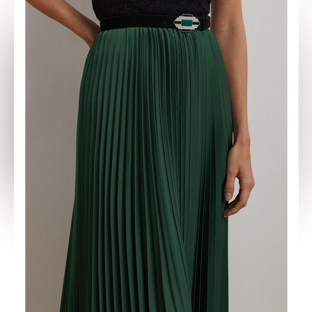 POLO RALPH LAUREN Women's Pleated Satin Charmeuse Skirt Retail $225.0 - Picture 2 of 6